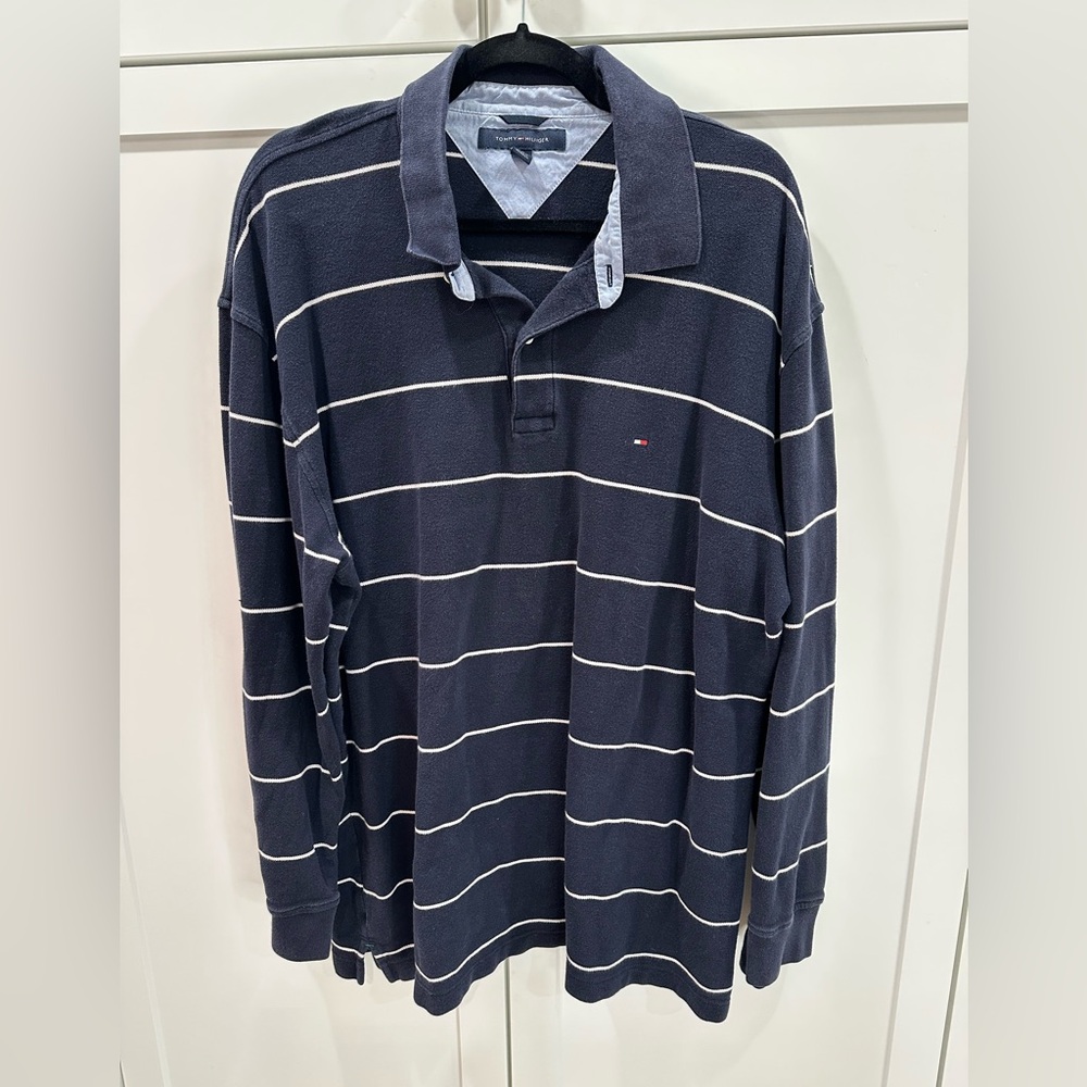 Tommy Hilfiger long sleeve polo shirt size XXL blue